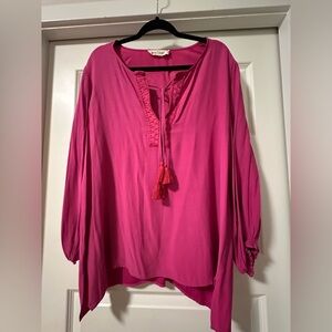Johnny Was CALMÉ Fuchsia Peasant Blouse L